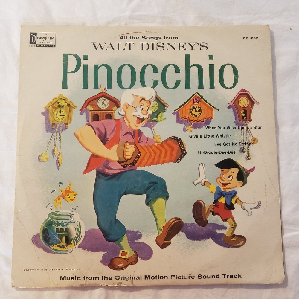 1959 Walt Disney Pinocchio Soundtrack Vinyl Record